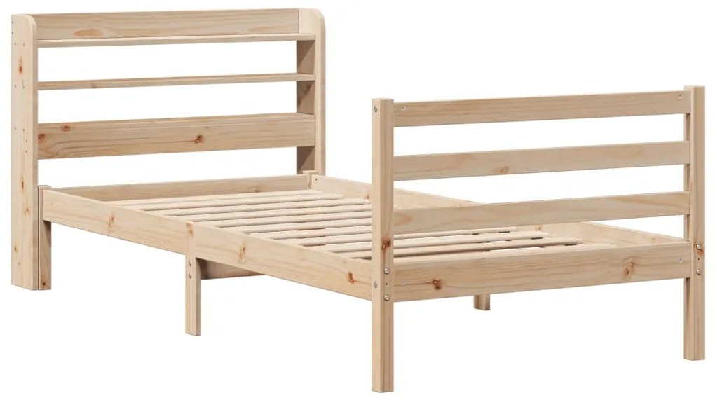 Estrutura de cama com cabeceira 75x190 cm pinho maciço