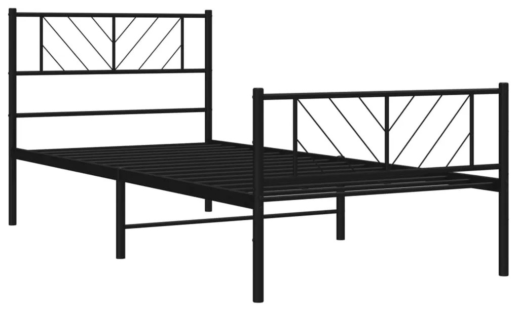 Estrutura de cama com cabeceira e pés 100x200 cm metal preto