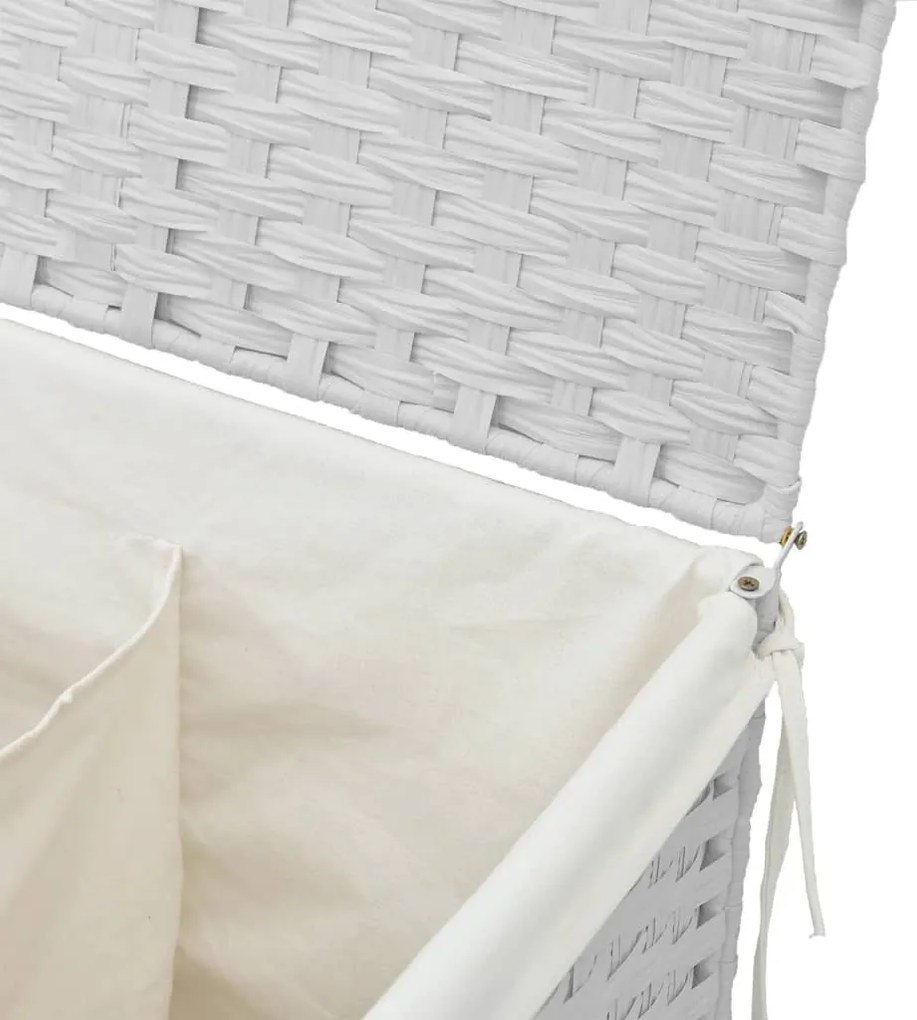 Cesto p/ roupa suja c/ 2 secções 53x35x57 cm vime PE branco