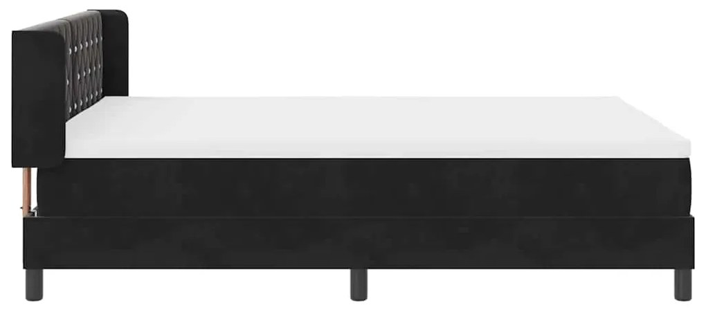 Cama Box Spring vidaXL com Colchão Preto 140x200 cm Veludo