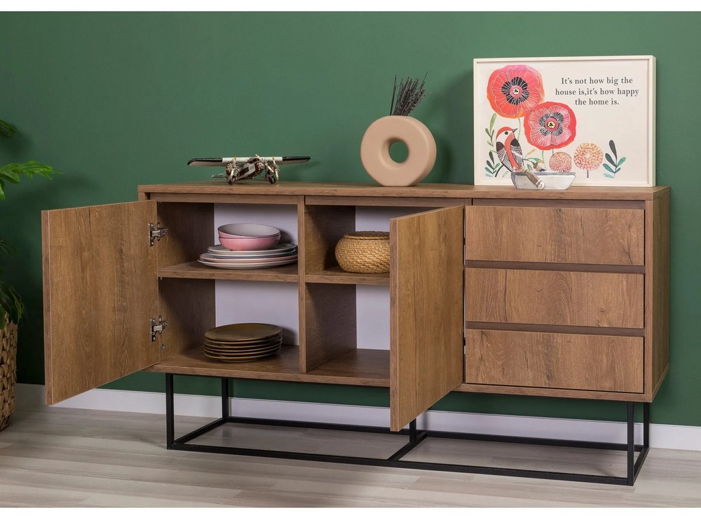 Conjunto de Mobiliário de Sala de Estar Laxus – Noz Preta – Unidade de