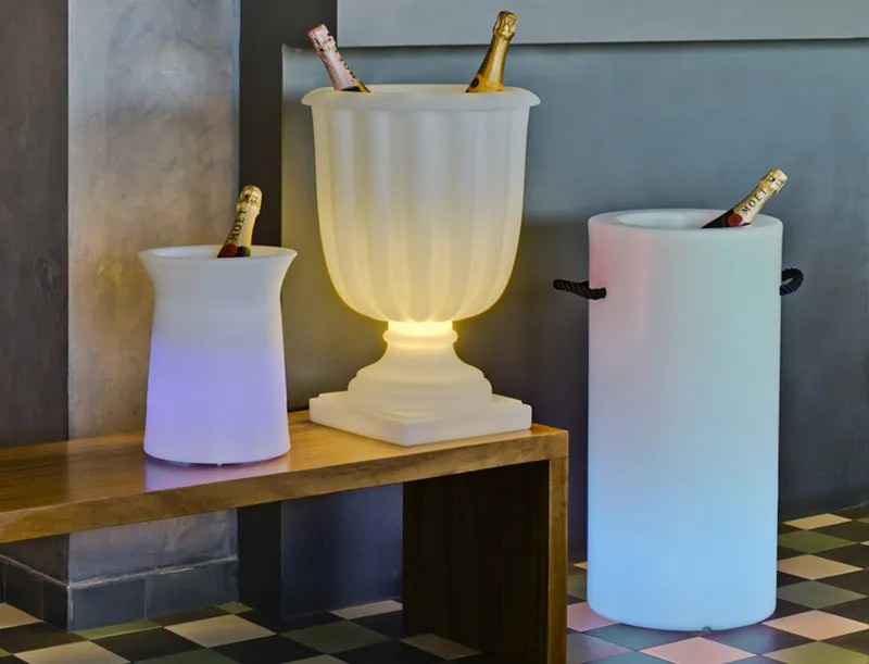 BALDE GELO PORTA GARRAFAS PALMA 70 COM LUZ COM LUZ RGB SOLAR + BATERIA RECARREGÁVEL E CONTROLO REMOTO HOTEL, BAR, RESTAURANTE, JARDIM, TERRAÇO