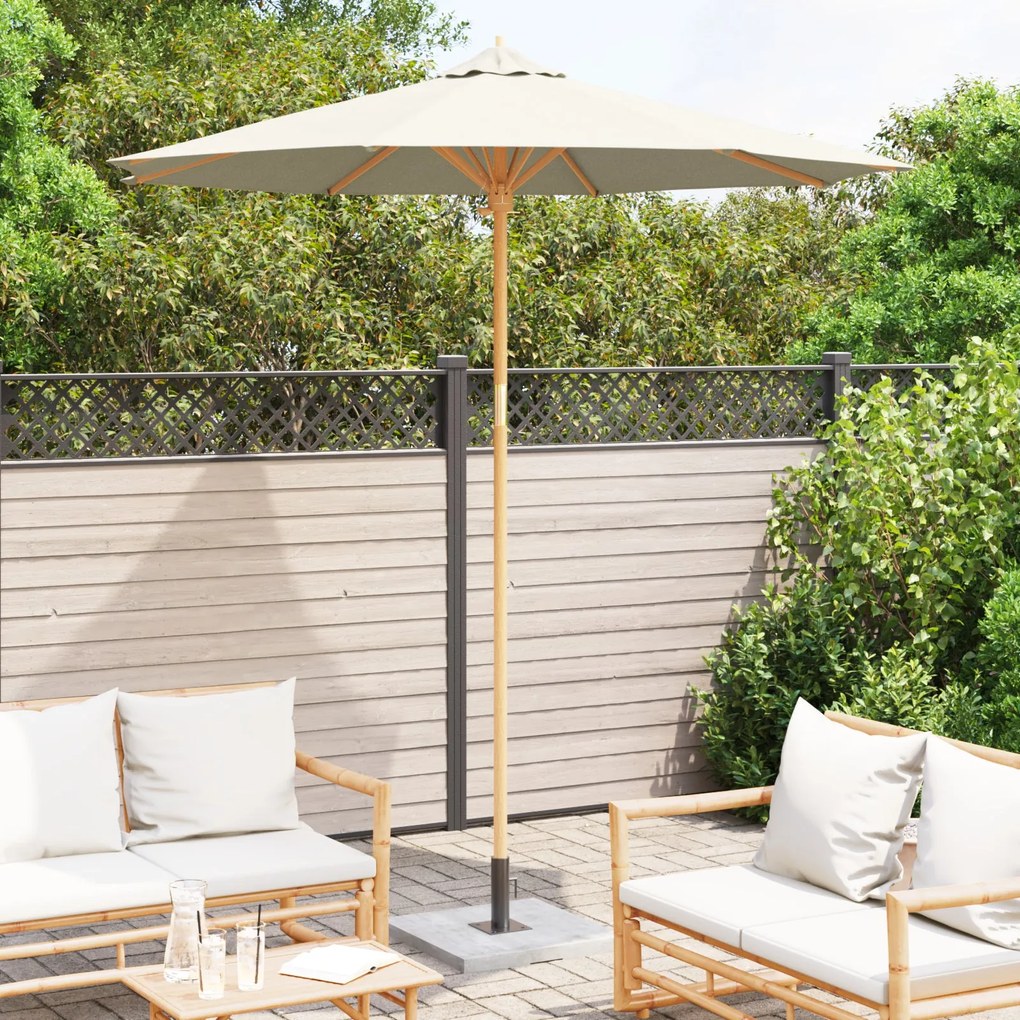 Guarda-sol de Jardim Creme Branco 240x260 cm Bambu