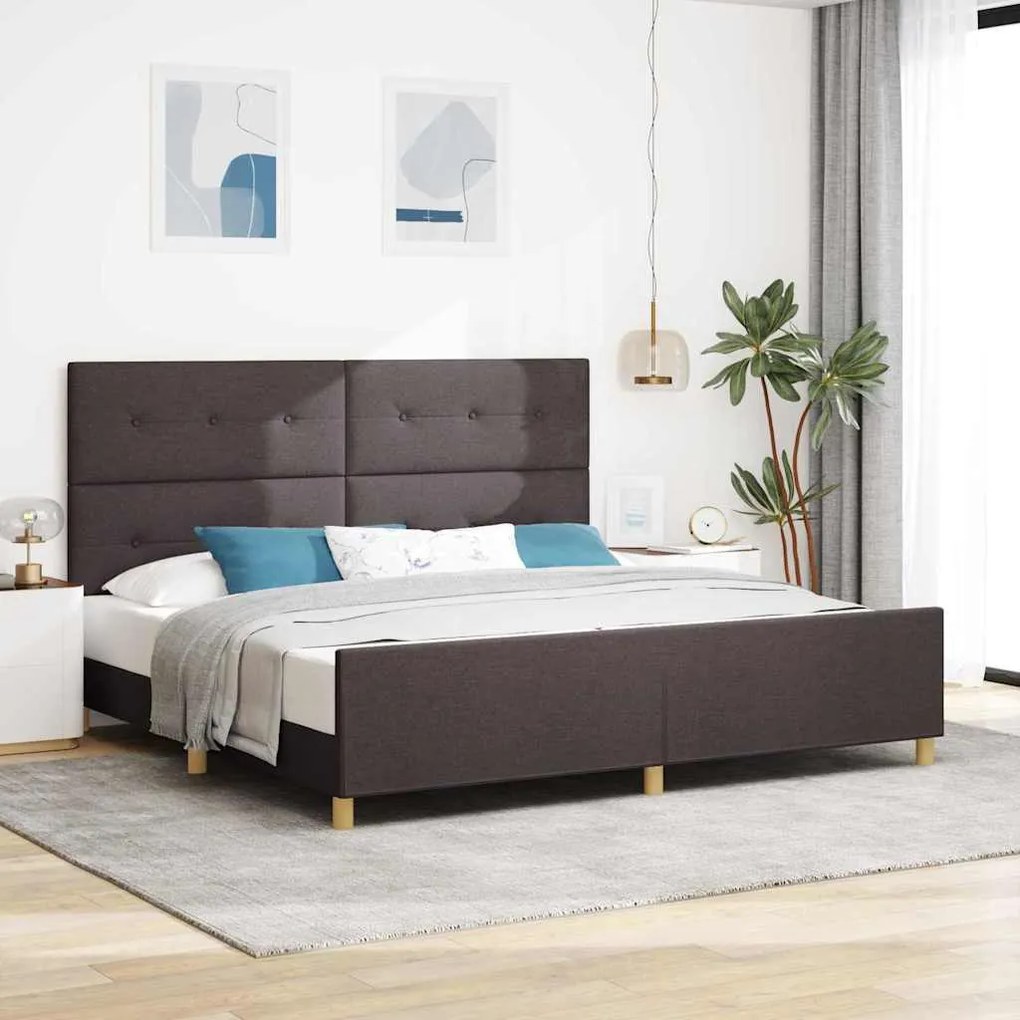 Estrutura de Cama vidaXL Castanho Escuro 200x200 cm Tecido