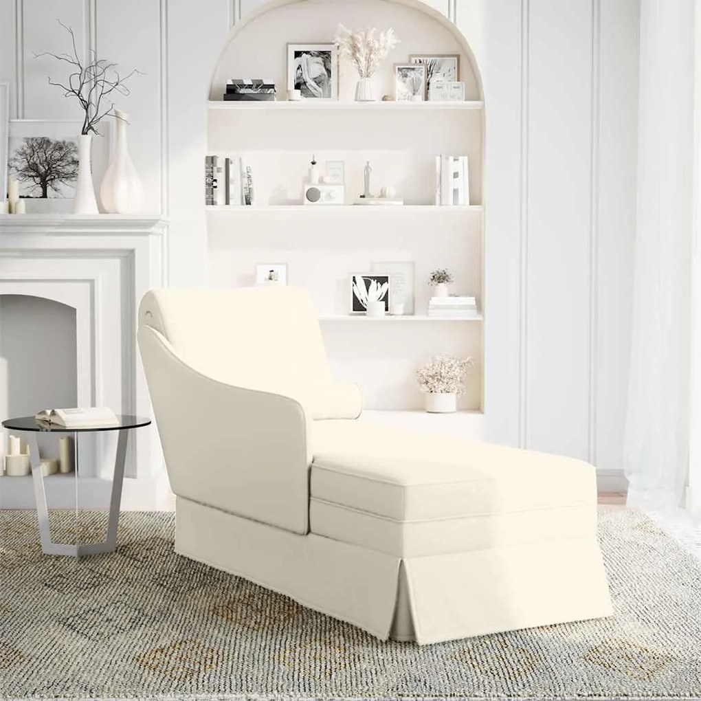 Chaise lounge c/ reforço/apoio de braços direito veludo creme