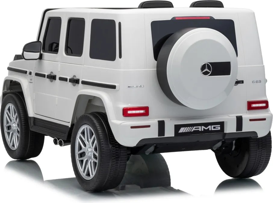 Carro elétrico para Crianças 3 a 7 anos*, 12V 4x4 Mercedes G63 AMG Rodas Espuma EVA, Controle remoto Branco