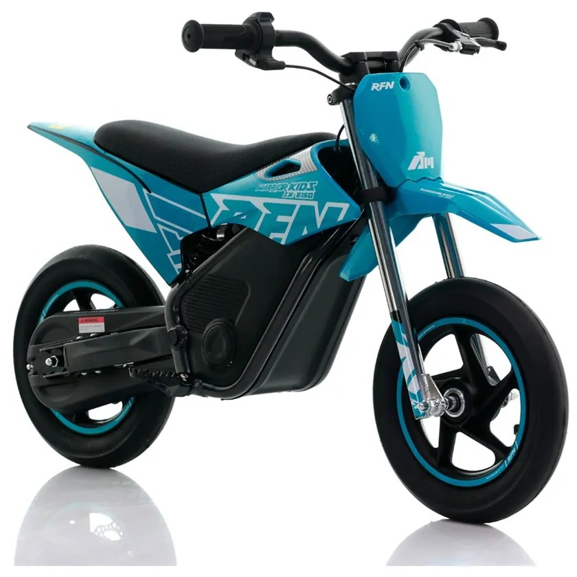Mini moto eléctrica velocidade até 13 Km/h C/Limitador RFN Warrior Kids SX-E150 150W 12/12” Supermotard Azul Celeste