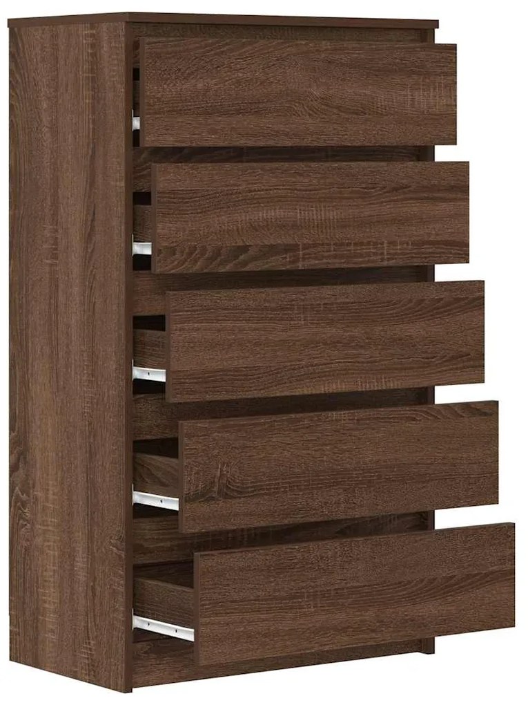 Armário de gavetas 60x36x103cm deriv. madeira carvalho castanho
