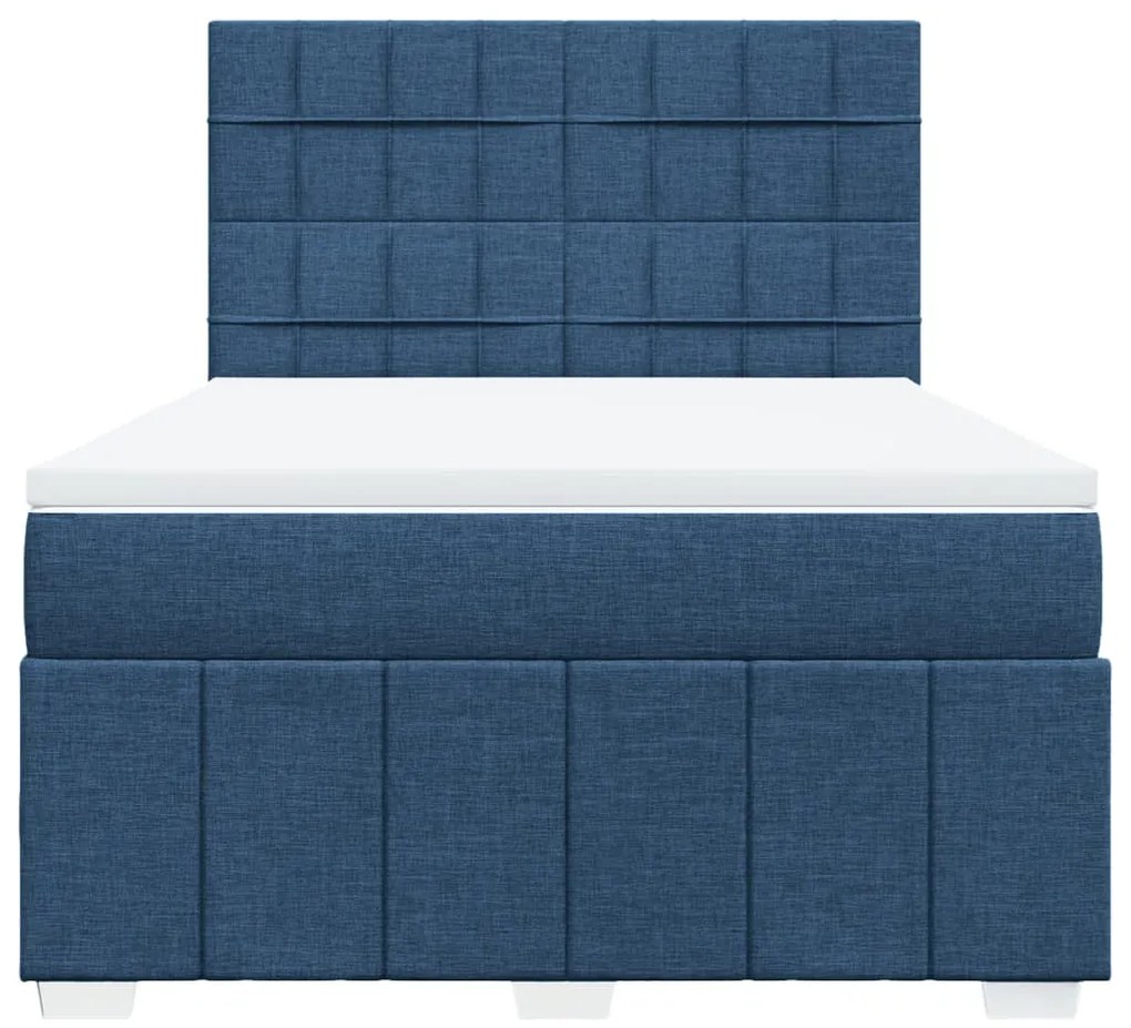 Cama com molas/colchão 140x200 cm tecido azul