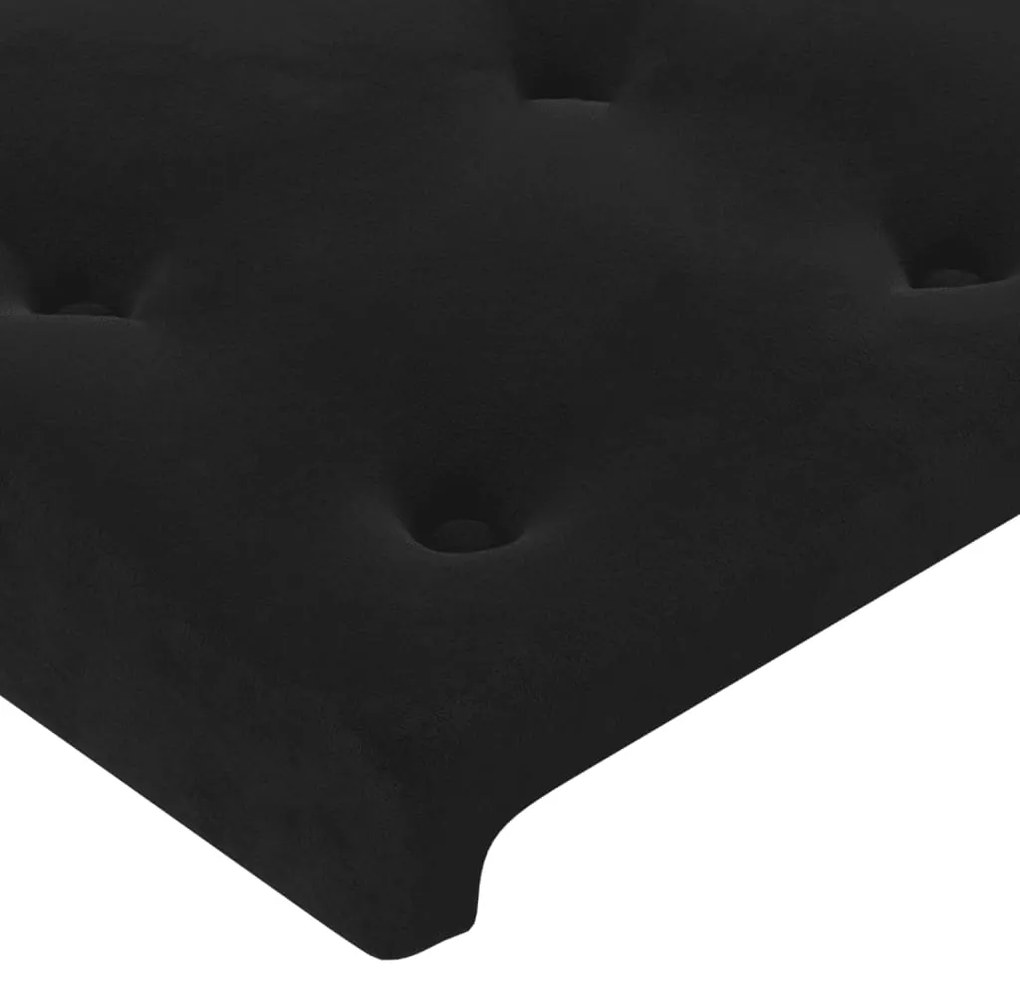 Cabeceira de cama c/ LED veludo 90x5x118/128cm preto