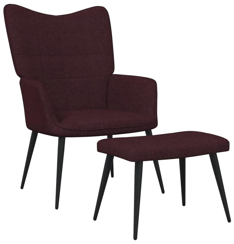 327962 vidaXL Cadeira de descanso com banco tecido roxo