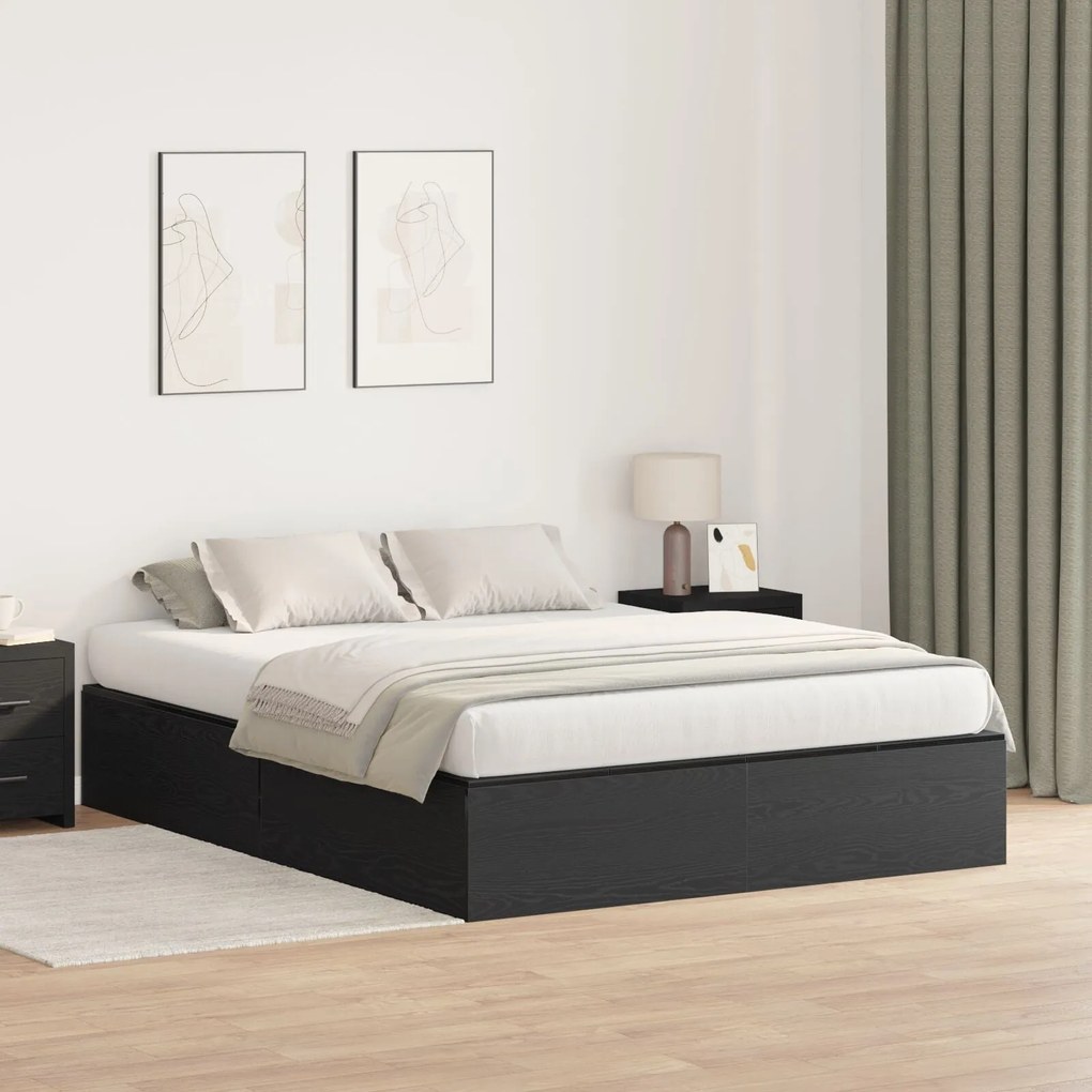 Cama com Arrumação vidaXL Madeira Preta 140x200 cm