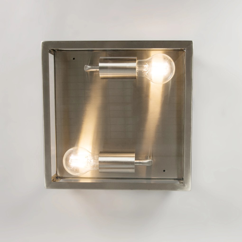 Candeeiro de teto exterior quadrado moderno em aço 2 luzes - Rotterdam Moderno