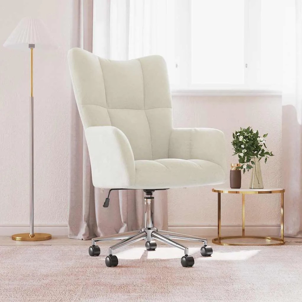 vidaXL Cadeira de descanso veludo branco nata