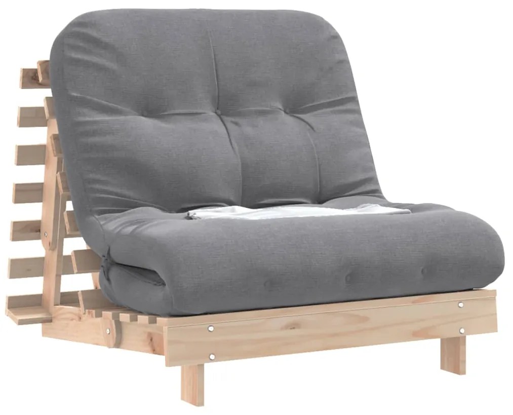 Sofá-cama futon com colchão 80x206x11 cm madeira pinho maciça