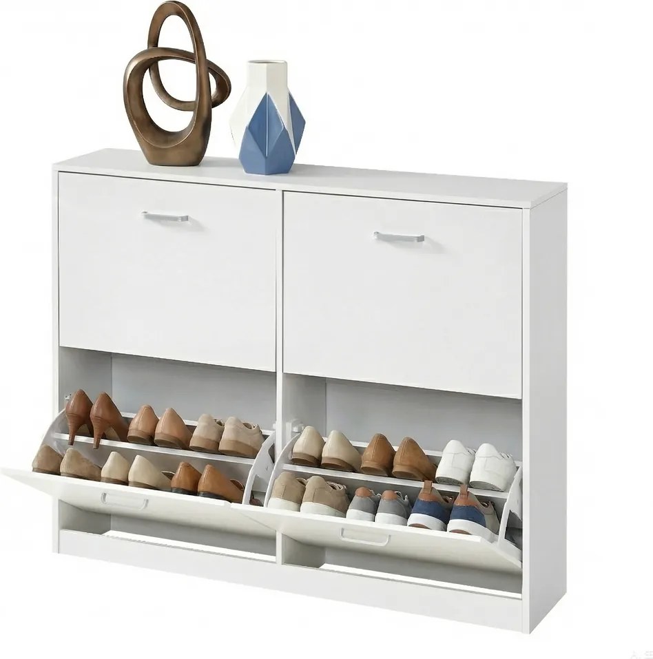 Sapateira com 4 abas para sapatos 24 x 105,5 x 82,7 cm branco