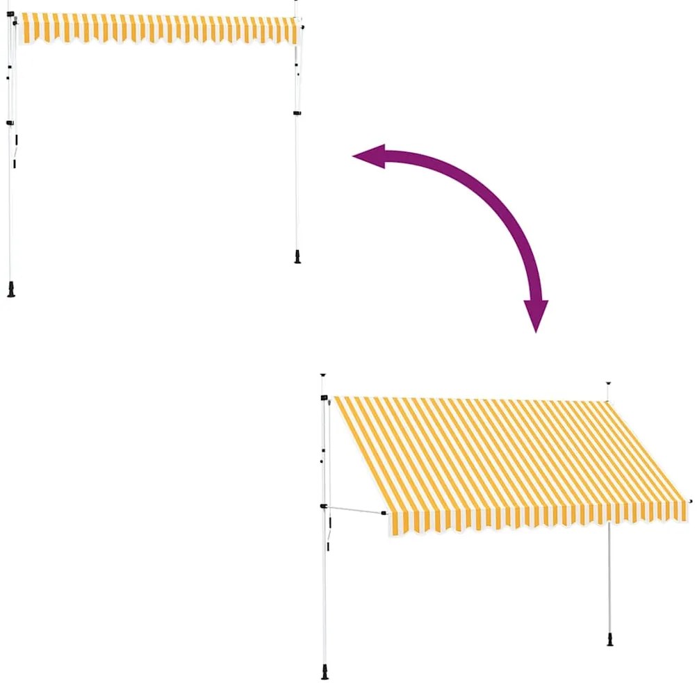 Toldo retrátil manual 350 cm riscas laranjas e brancas