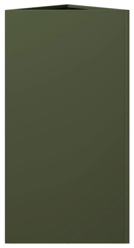 Vaso/floreira jardim triangular 40x34,5x70cm aço verde-azeitona
