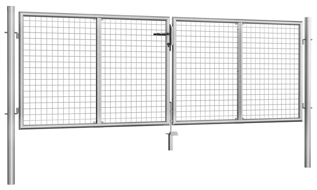 Portão de jardim em aço galvanizado 306x125 cm prateado