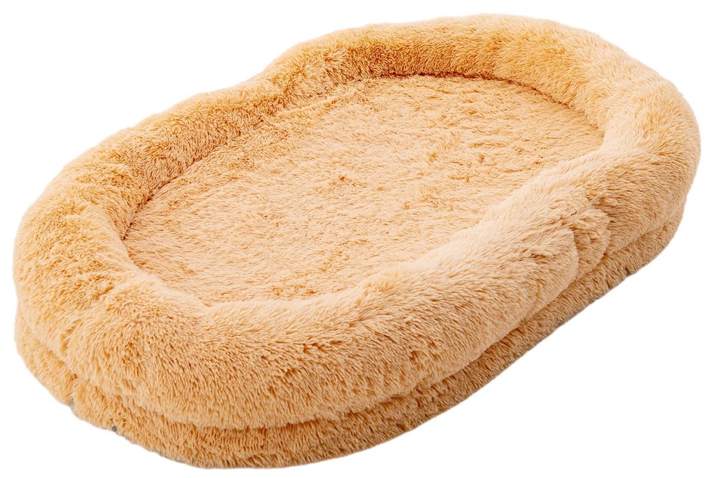 Cama lavável e fofa para cães humanos com cobertor macio e travesseiro fofo - cinza