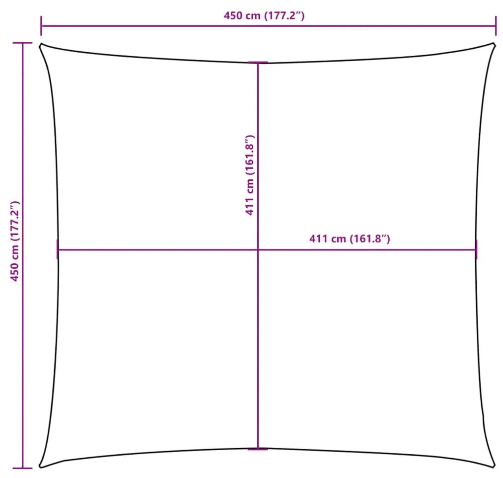 Para-sol estilo vela tecido oxford quadrado 4,5x4,5 m terracota