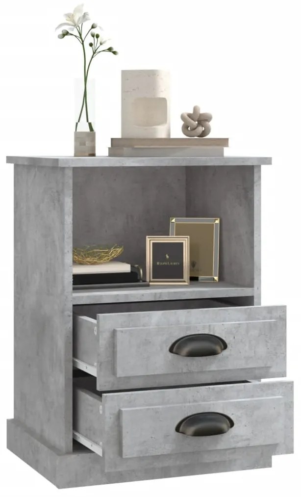 Mesa de cabeceira 43x36x60 cm cinzento cimento
