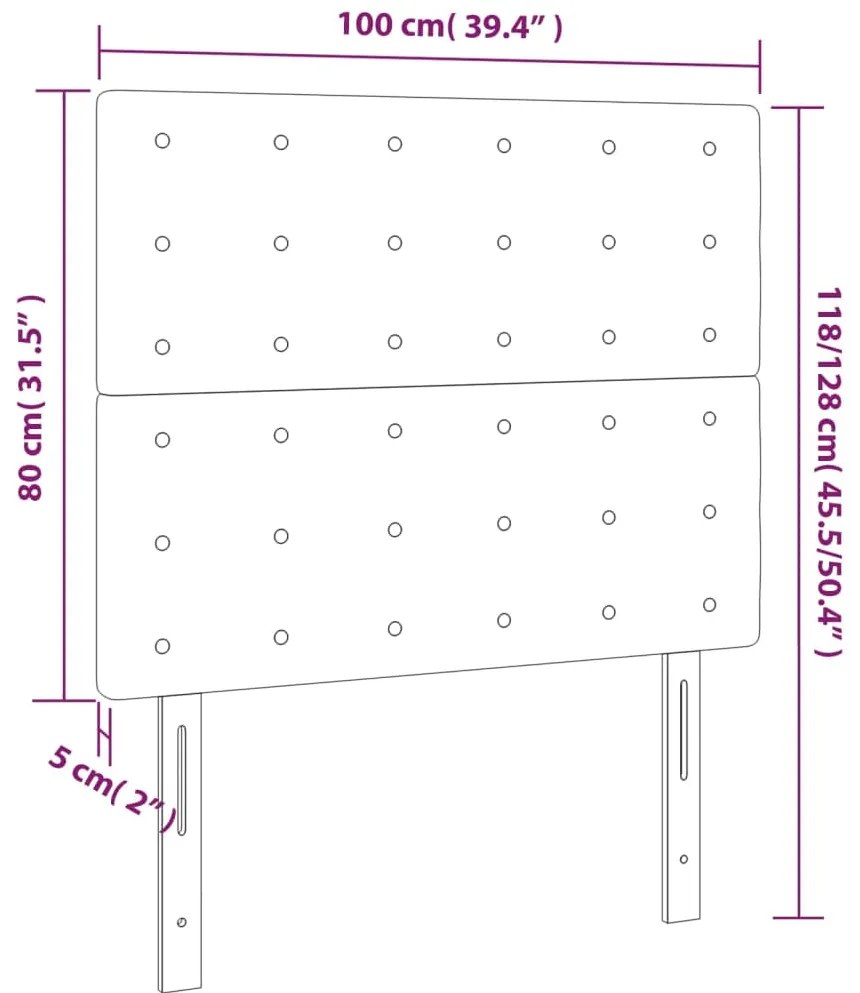 Cabeceira cama c/ LED tecido 100x5x118/128 cm cinza-acastanhado