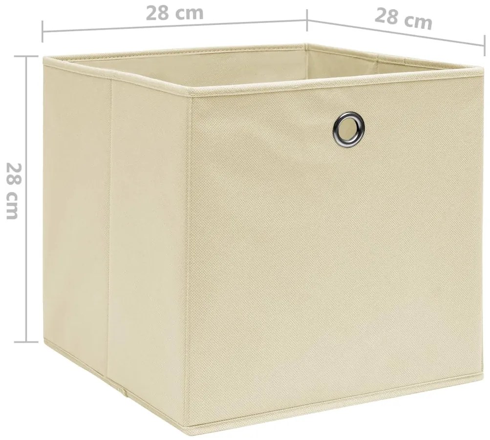 Caixas arrumação 4 pcs 28x28x28 cm tecido-não-tecido creme