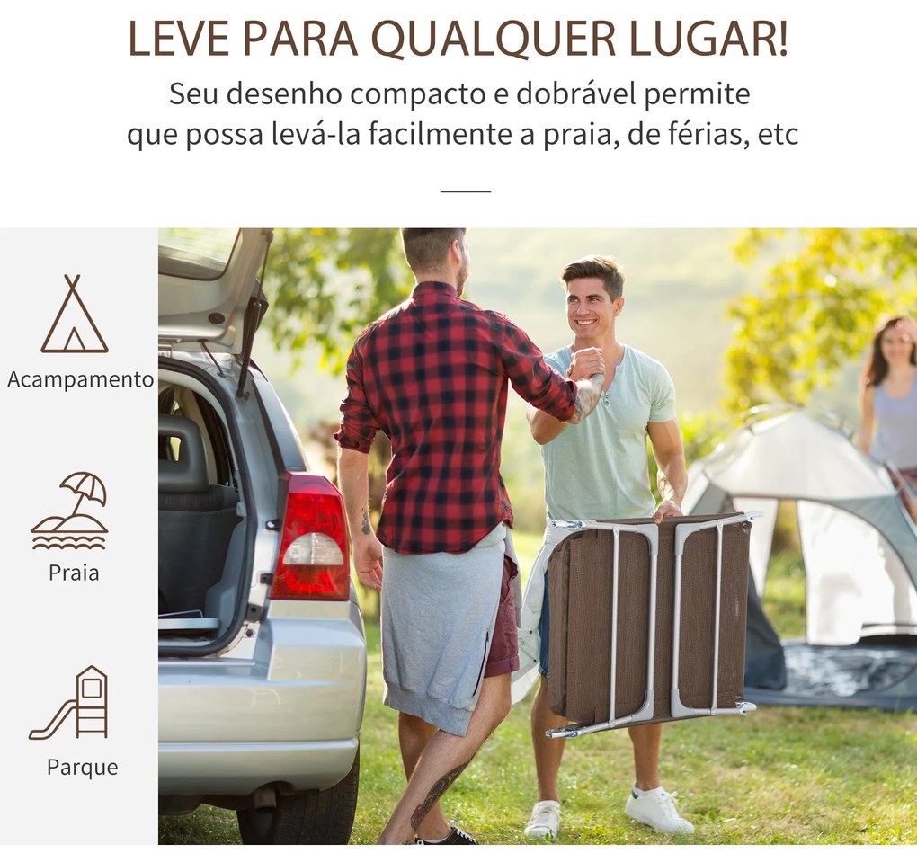 Espreguiçadeira dobrável e reclinável de jardim com apoio de cabeça e