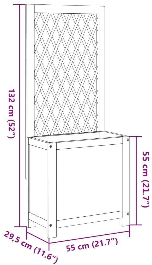 Vaso/floreira c/ treliça 55x29,5x132cm madeira de acácia maciça