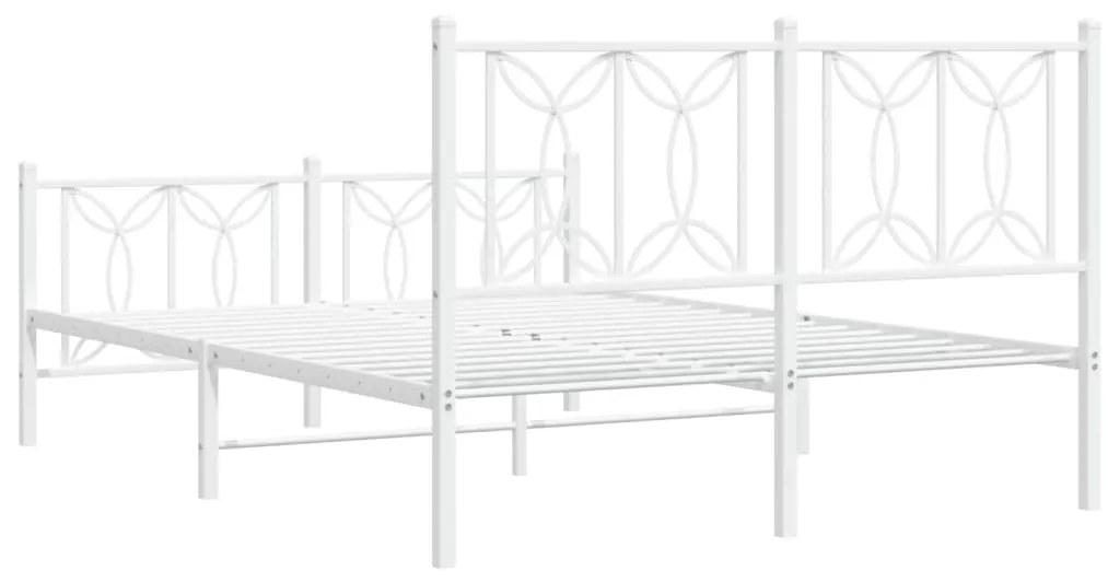 Estrutura de cama com cabeceira e pés 140x200 cm metal branco