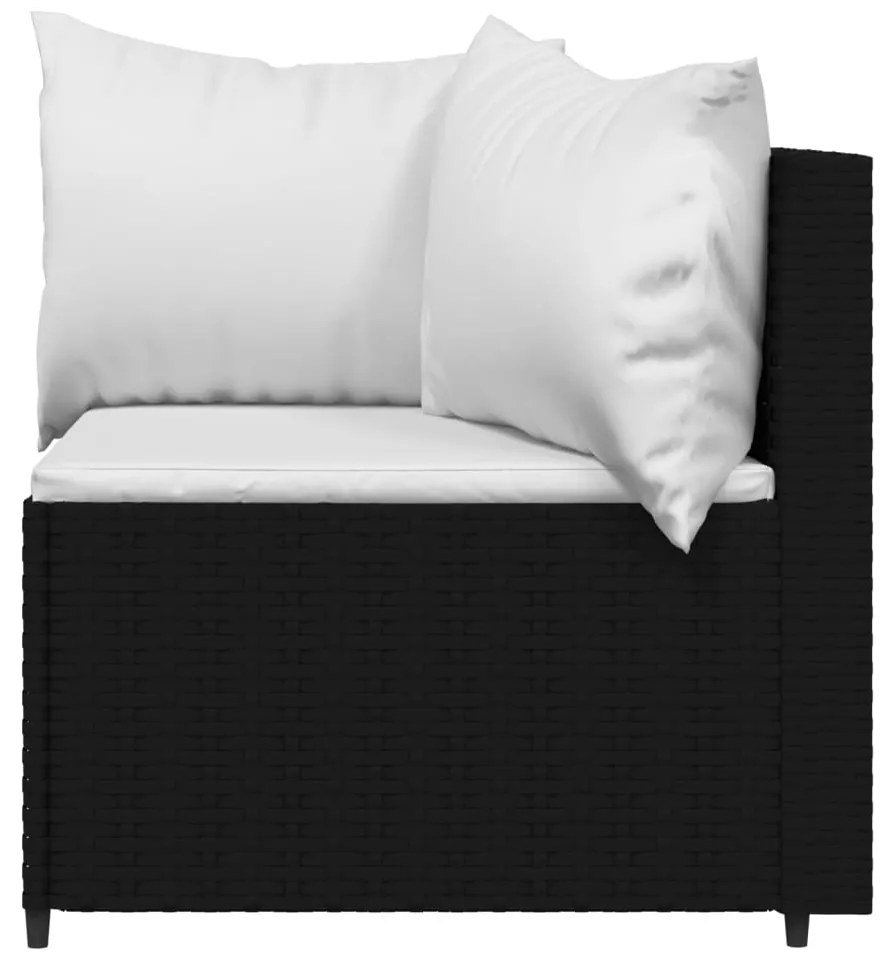 4 pcs conjunto lounge de jardim c/ almofadões vime PE preto