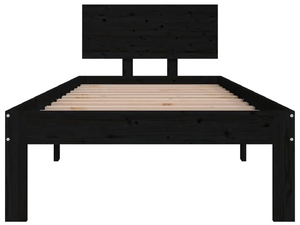 Estrutura cama pequena solteiro 75x190 cm madeira maciça preto