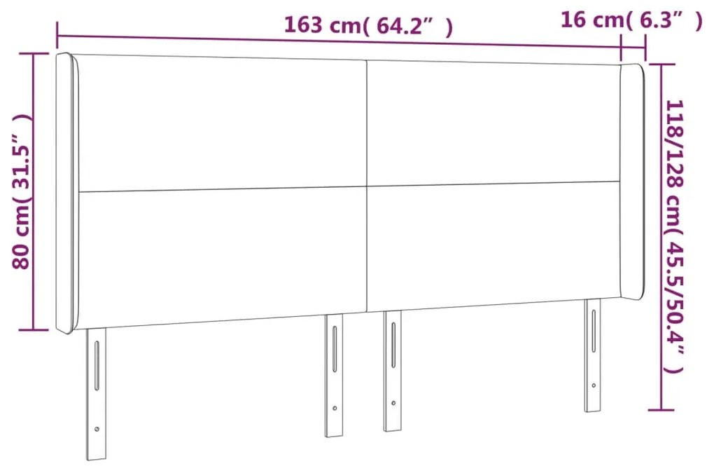 Cabeceira cama c/ abas tecido 163x16x118/128 cm cinzento-escuro