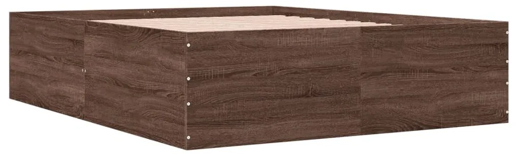 Estrutura de cama 150x200cm derivados madeira carvalho castanho