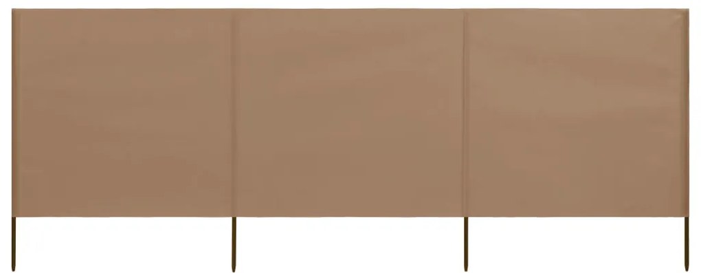 Para-vento com 3 painéis tecido 400x120 cm cinzento-acastanhado