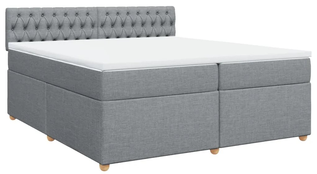 Cama com molas/colchão 200x200 cm tecido cinza-claro