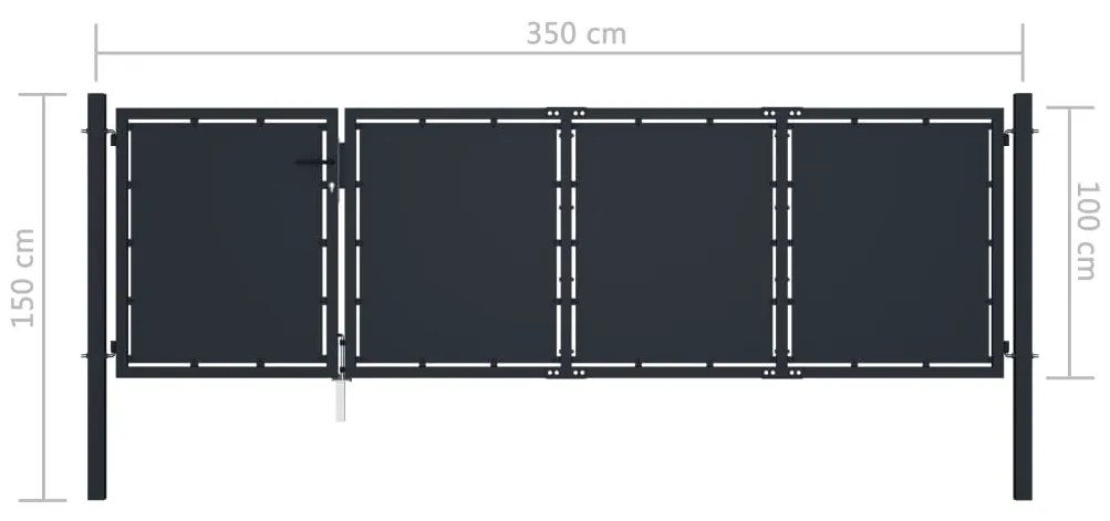 Portão de jardim 350x100 cm aço antracite