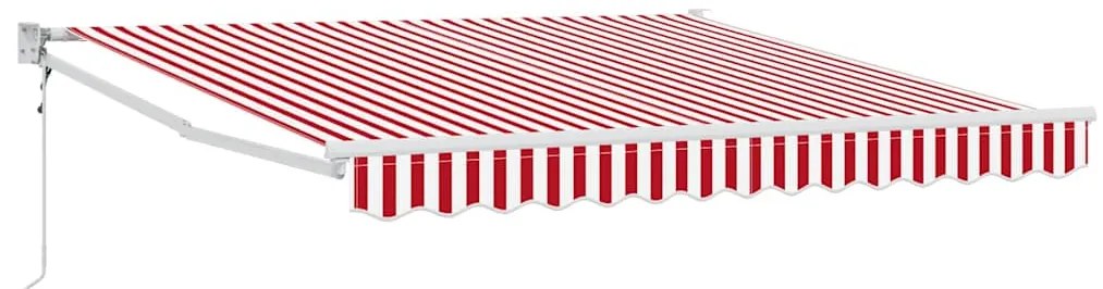 Toldo retrátil automático listrado vermelho e branco 300 x 250 cm