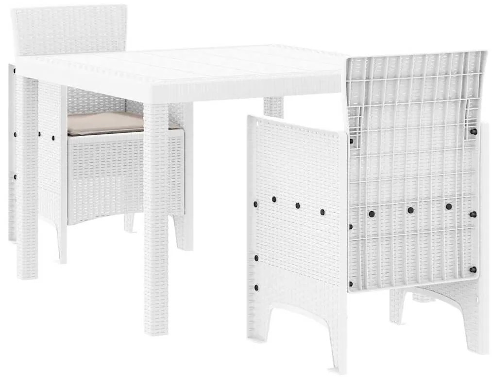 Conjunto de Jantar para Jardim 3 pcs Branco 100 x 100 x 73 cm