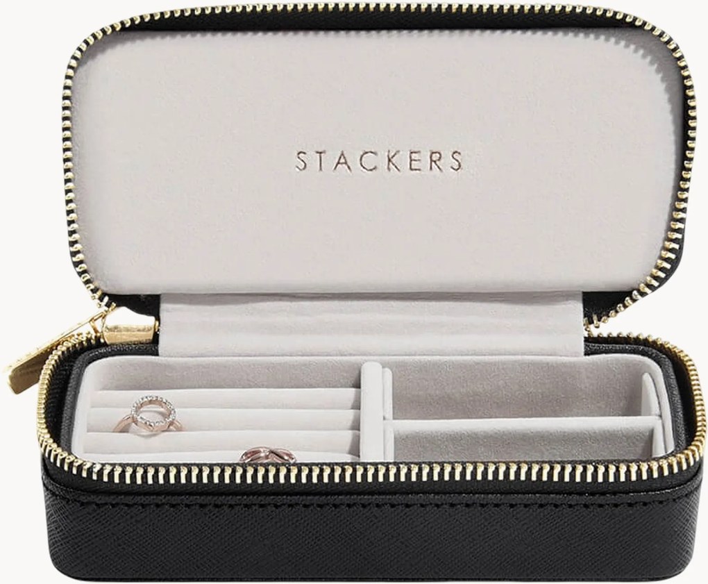 Caixa de joias de viagem preta