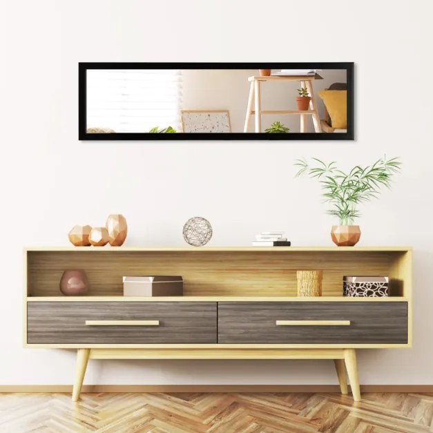 Espelho de porta/parede de corpo inteiro com ganchos Espelho para quarto, sala de estar e vestiário 33 x 119 cm preto