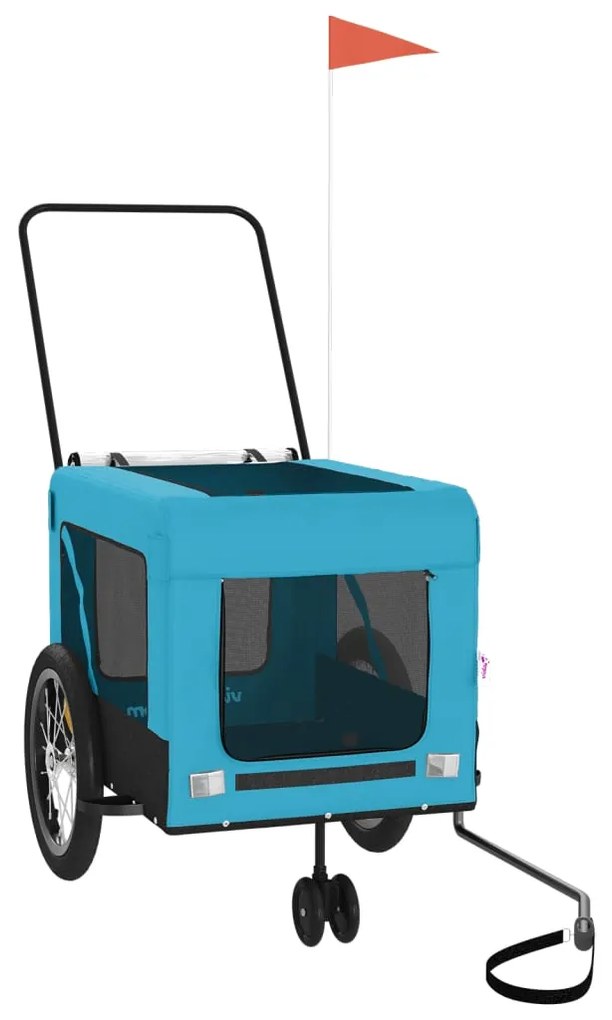 Reboque de bicicleta p/ animais tecido oxford/ferro azul/preto