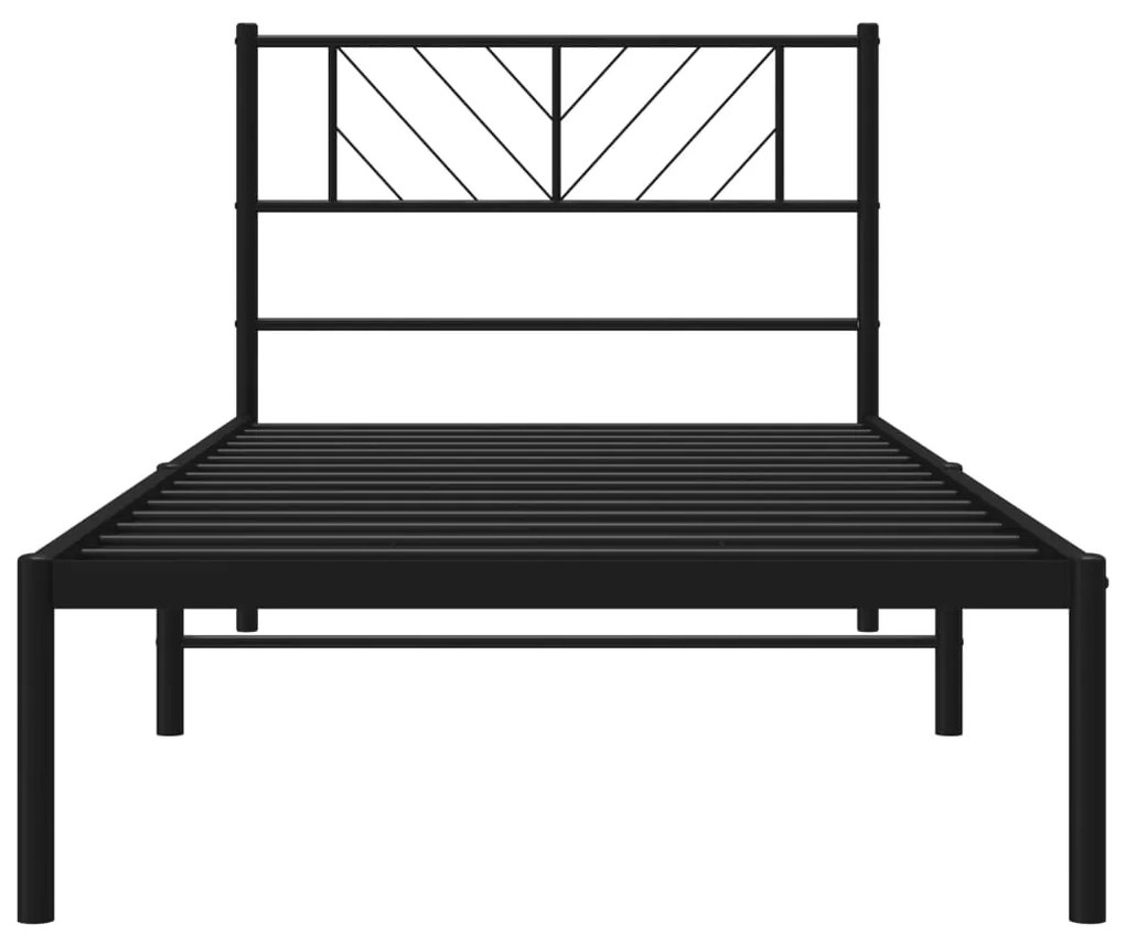 Estrutura de cama metal s/ colchão c/ cabeceira 75x190 cm preto