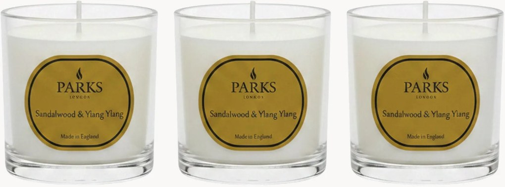 Velas perfumadas artesanais Vintage Aromatherapy (sândalo, ylang-ylang, âmbar quente), conjunto de 3