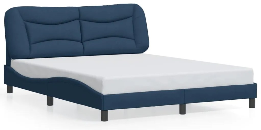 Estrutura de cama com LED sem colchão 160x200 cm tecido azul