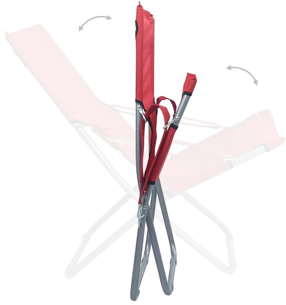 Cadeiras de praia dobráveis 2 pcs tecido vermelho