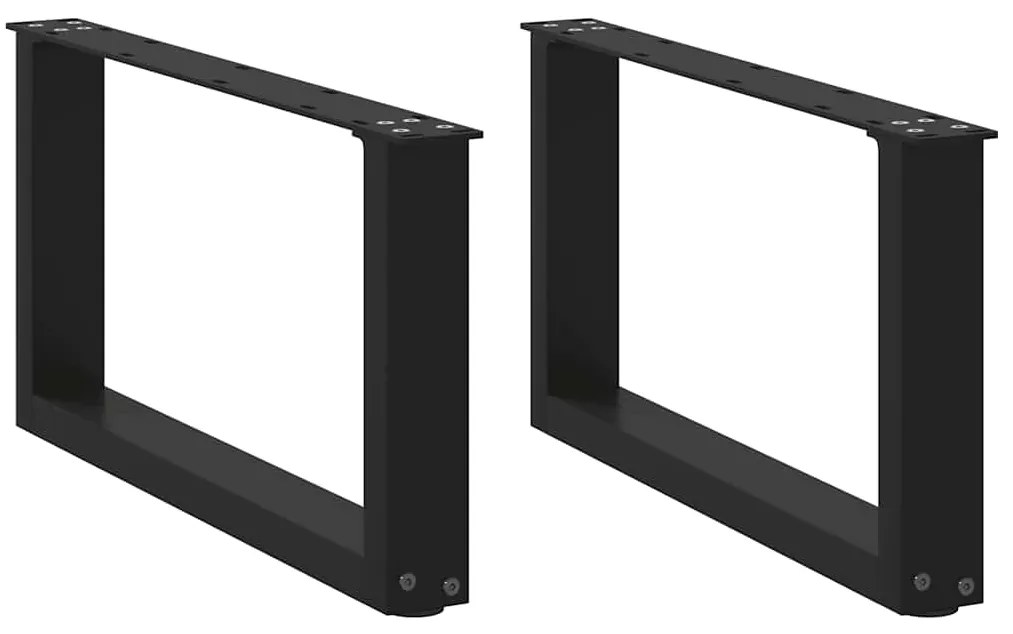 vidaXL Pés para mesa de centro em formato de U, 2 peças, preto, 70x(30-31) cm, aço