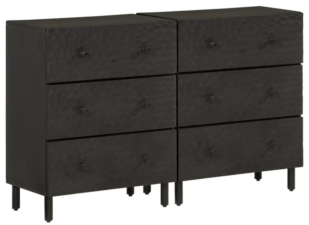vidaXL Móveis de apoio 2 pcs 60x33x75cm madeira mangueira maciça preto