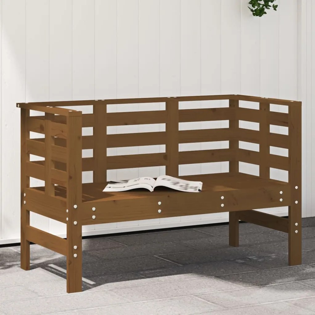 vidaXL Banco de jardim 111,5x53x71 cm pinho maciço castanho-mel